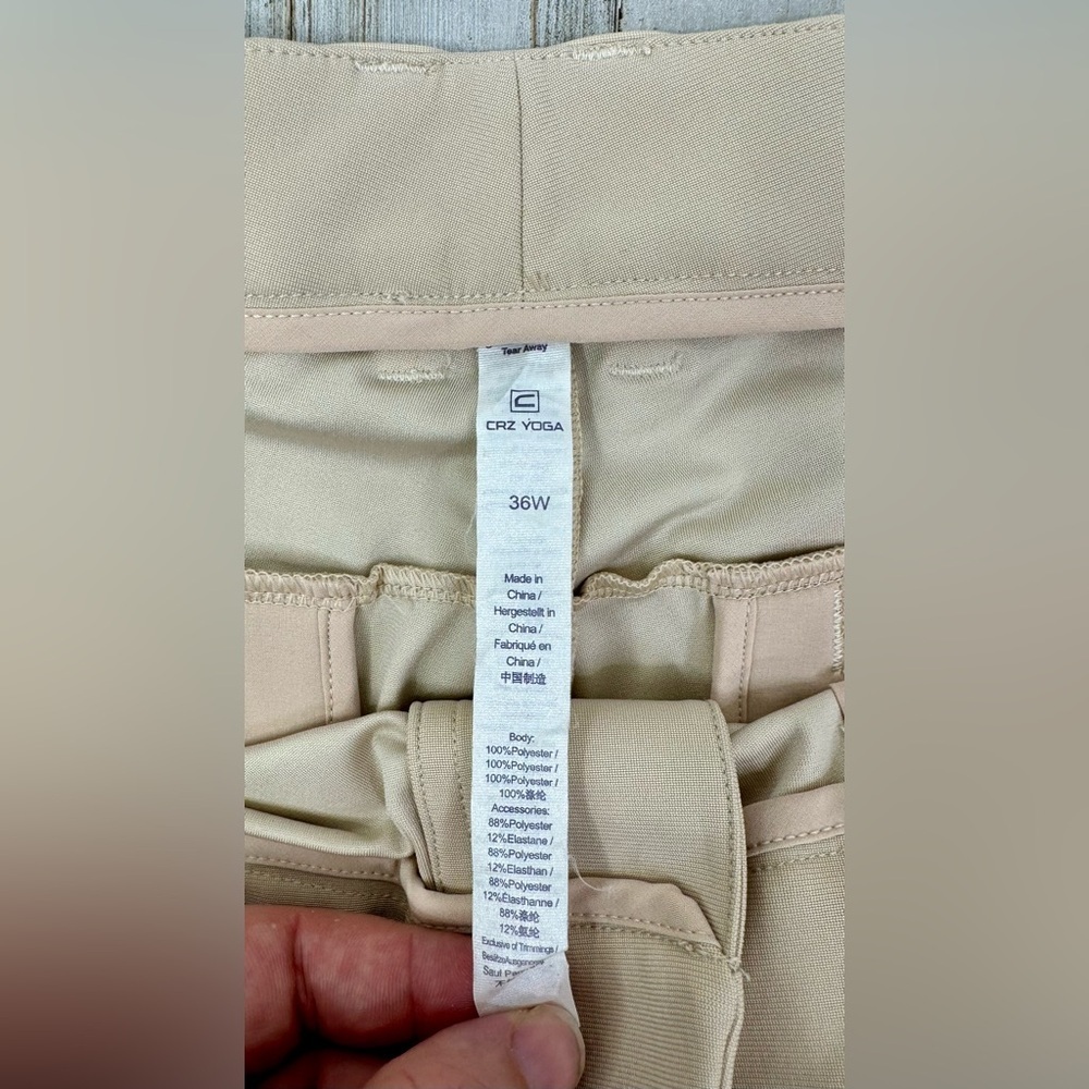 CRZ Yoga Pants Mens 38x31 Cream Athleisure Golf Polyester Stretch Gym Joggers - Picture 5 of 10